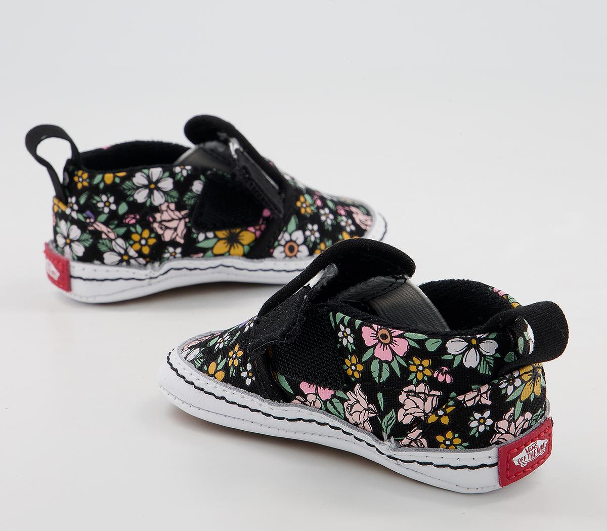 Vans Classic Slip On Crib Trainers Vans Classic Slip On Crib Trainers Floral Black True White