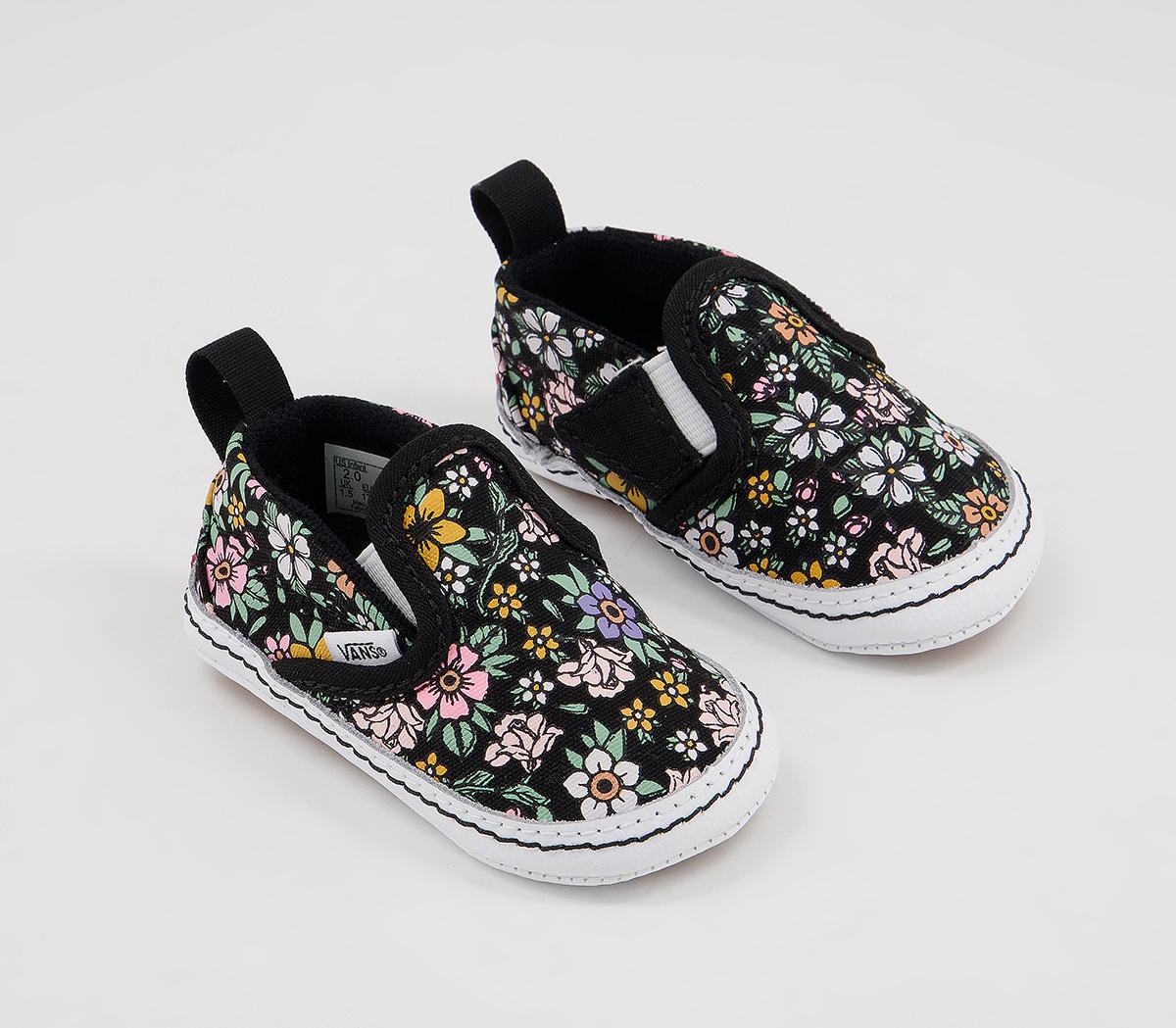 Vans Classic Slip On Crib Trainers Vans Classic Slip On Crib Trainers Floral Black True White