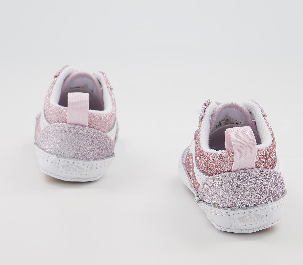 Vans Old Skool Crib Trainers Vans Old Skool Crib Trainers Glitter Orchid Ice Powder Pink