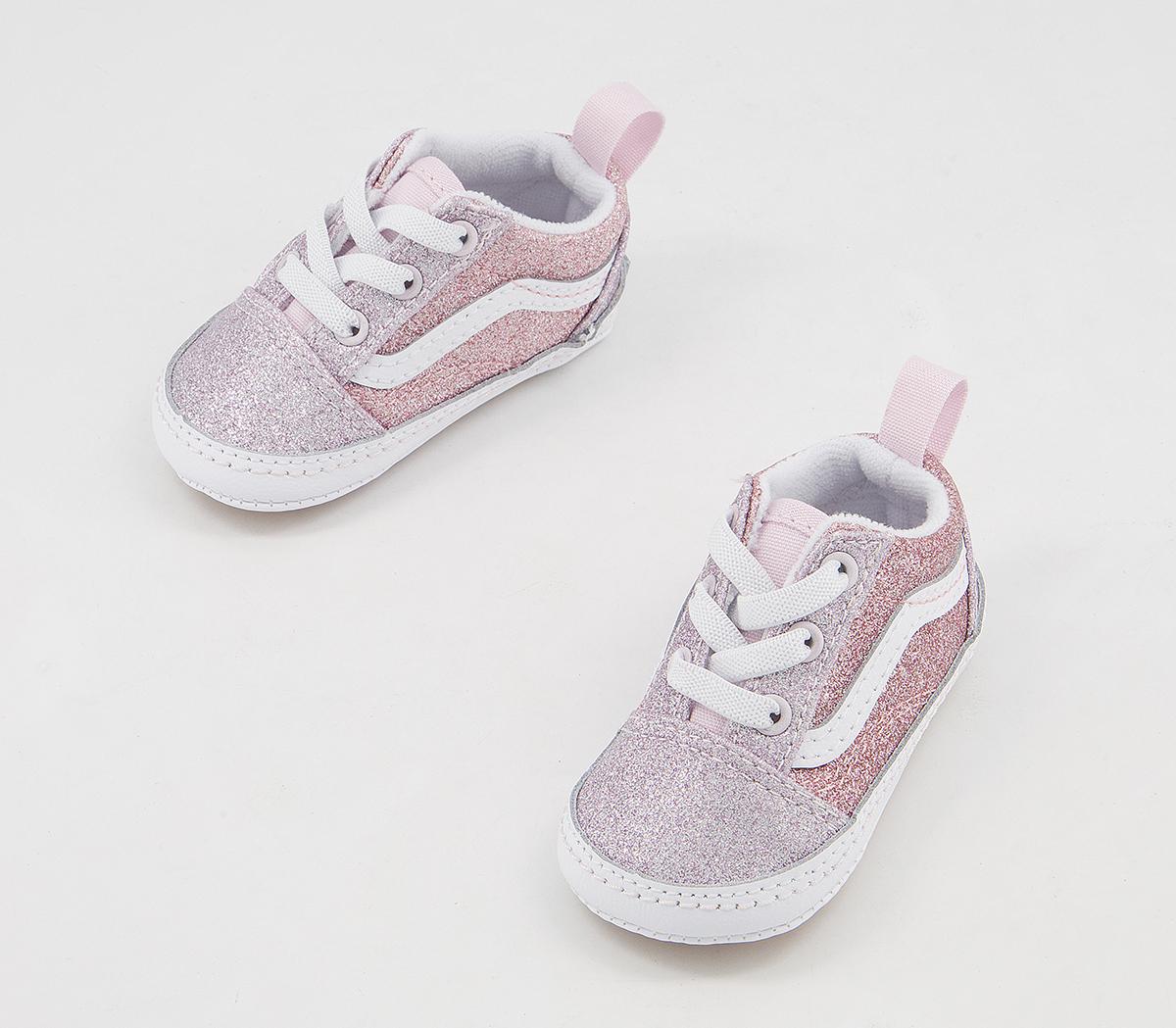 Vans Old Skool Crib Trainers Vans Old Skool Crib Trainers Glitter Orchid Ice Powder Pink