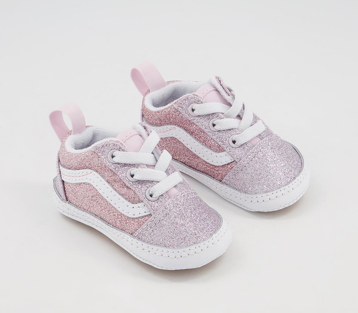 Vans Old Skool Crib Trainers Vans Old Skool Crib Trainers Glitter Orchid Ice Powder Pink