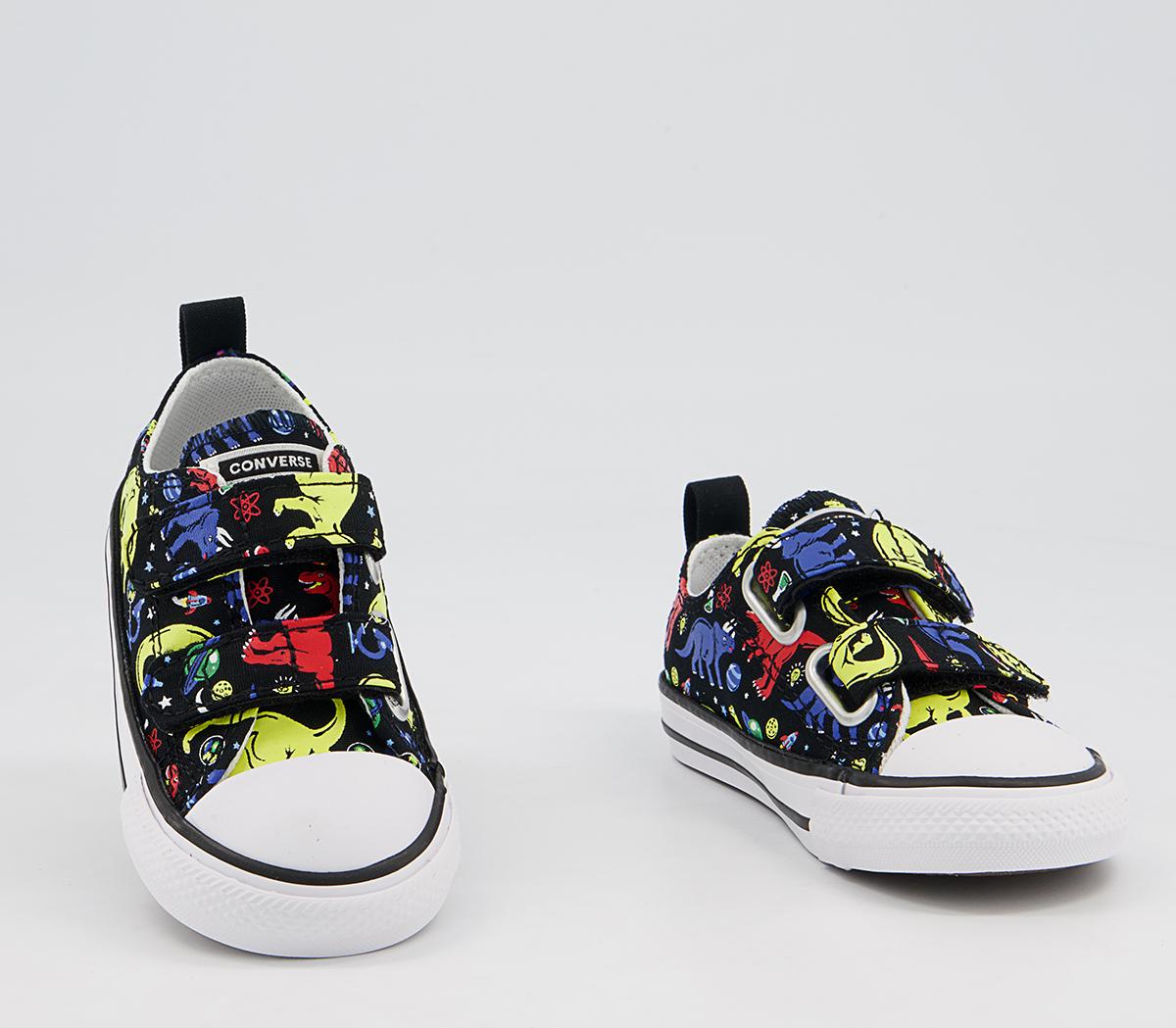 Converse All Star 2vlace Trainers Converse All Star 2vlace Trainers Black Multi Dinosaur