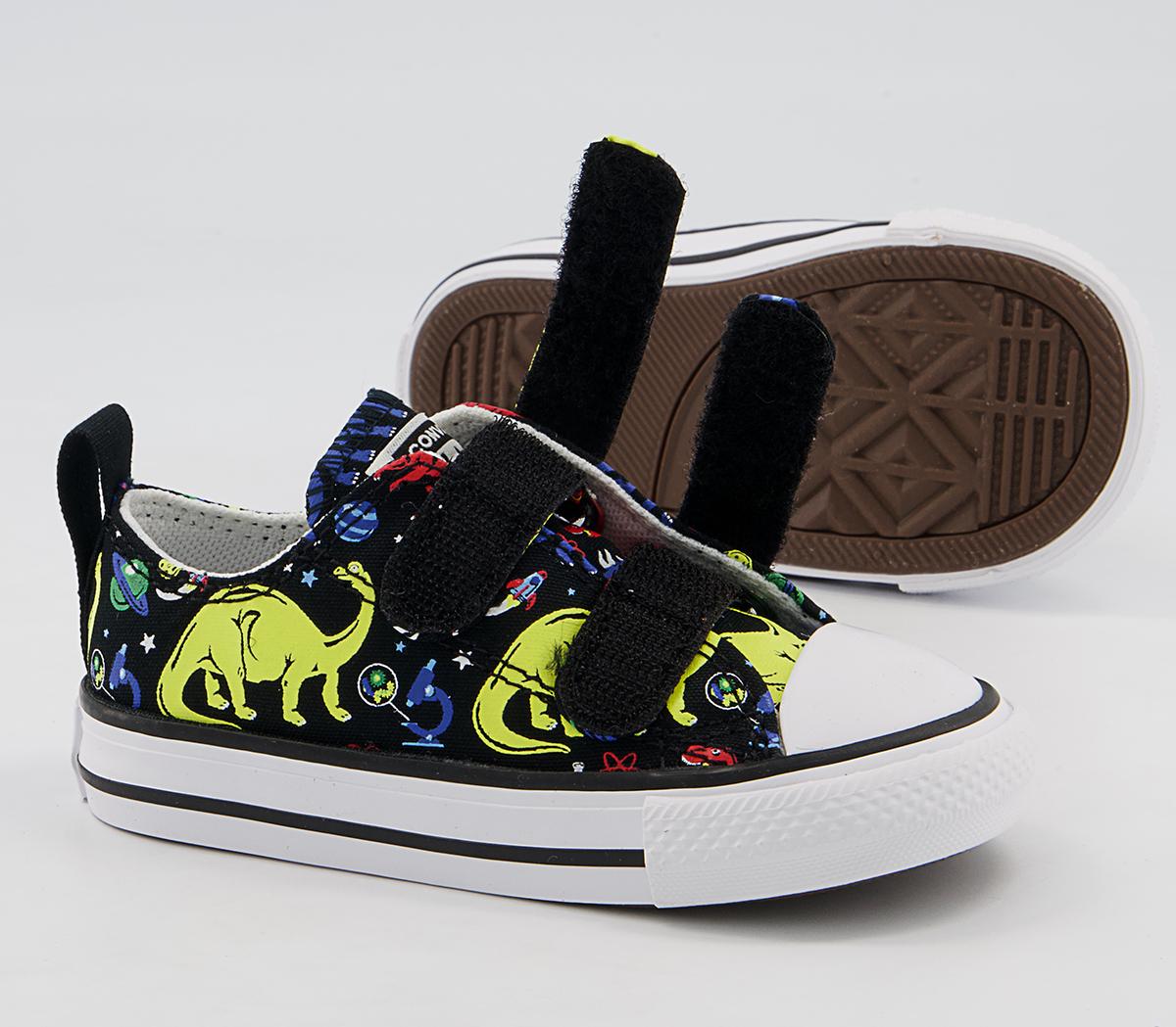Converse All Star 2vlace Trainers Converse All Star 2vlace Trainers Black Multi Dinosaur