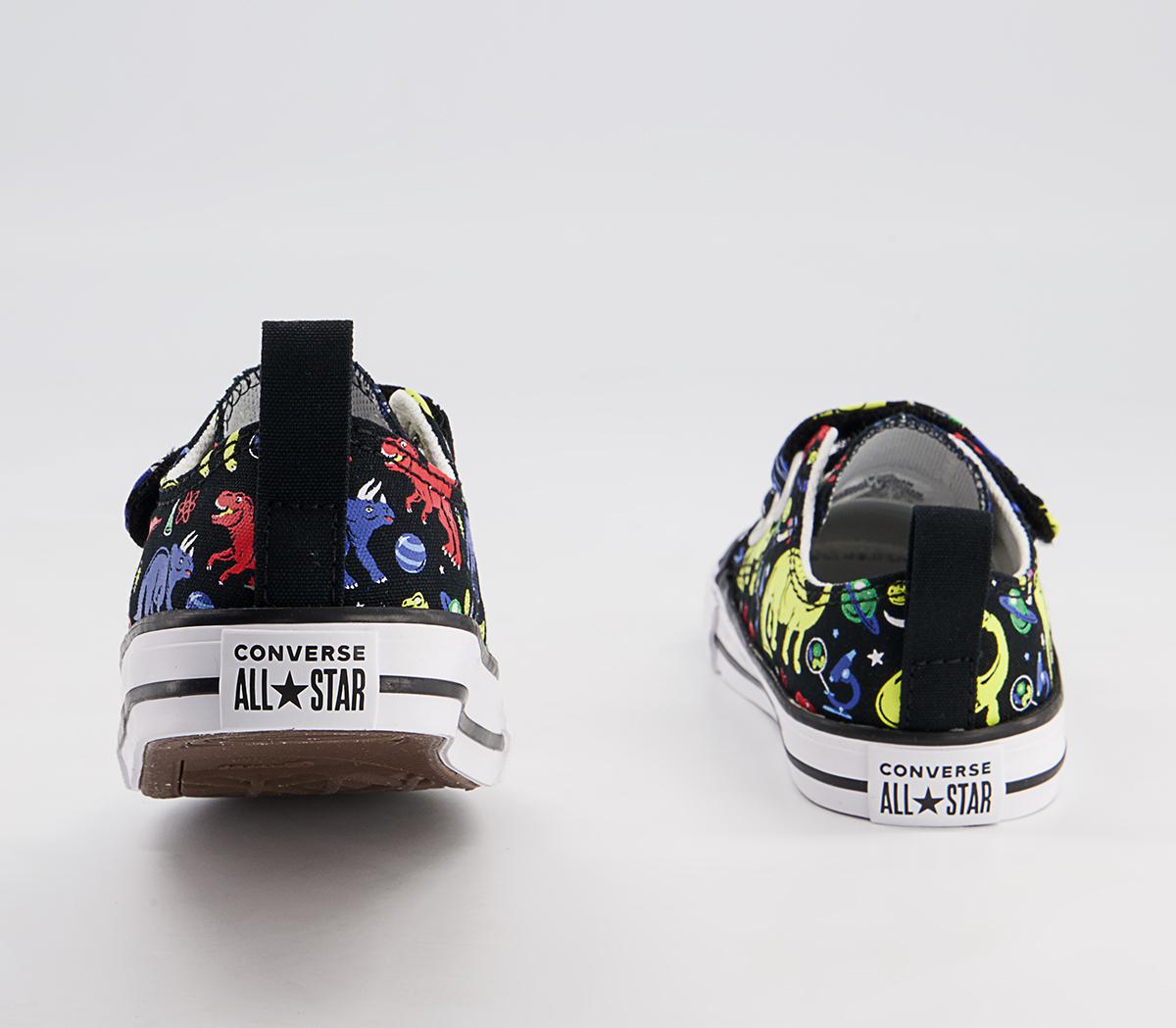 Converse All Star 2vlace Trainers Converse All Star 2vlace Trainers Black Multi Dinosaur