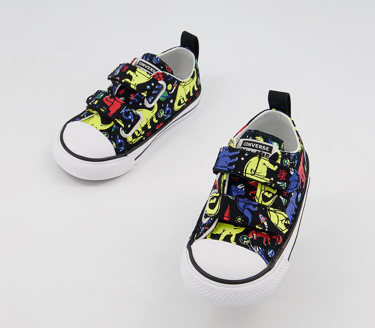 Converse All Star 2vlace Trainers Converse All Star 2vlace Trainers Black Multi Dinosaur