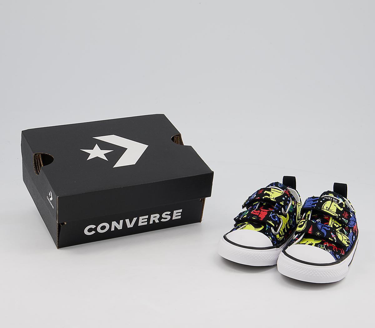 Converse All Star 2vlace Trainers Converse All Star 2vlace Trainers Black Multi Dinosaur