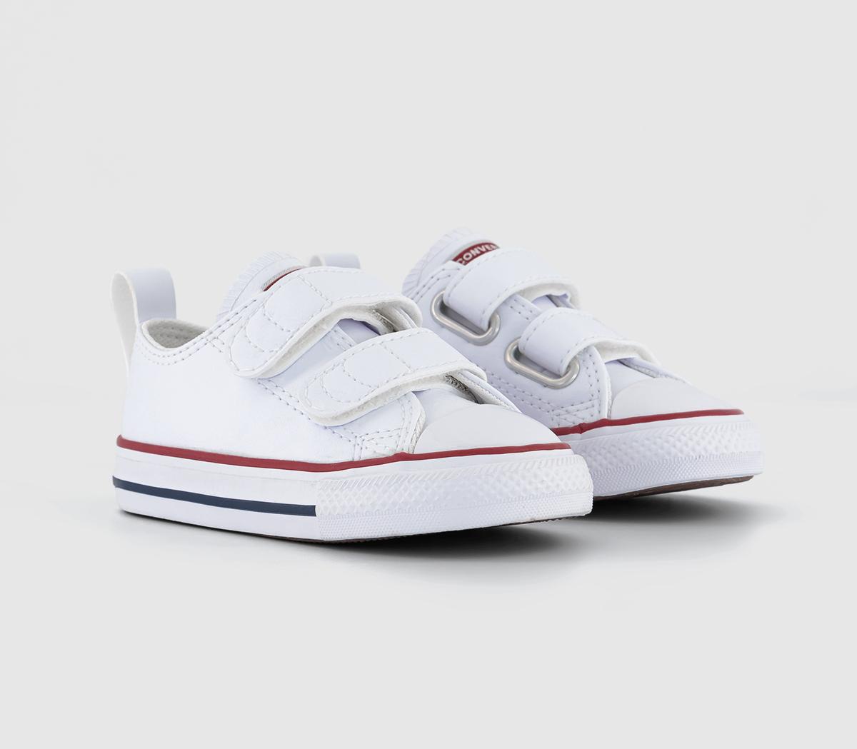 Converse Kids All Star 2vlace White Leather Two Strap Trainers, 4 Infant