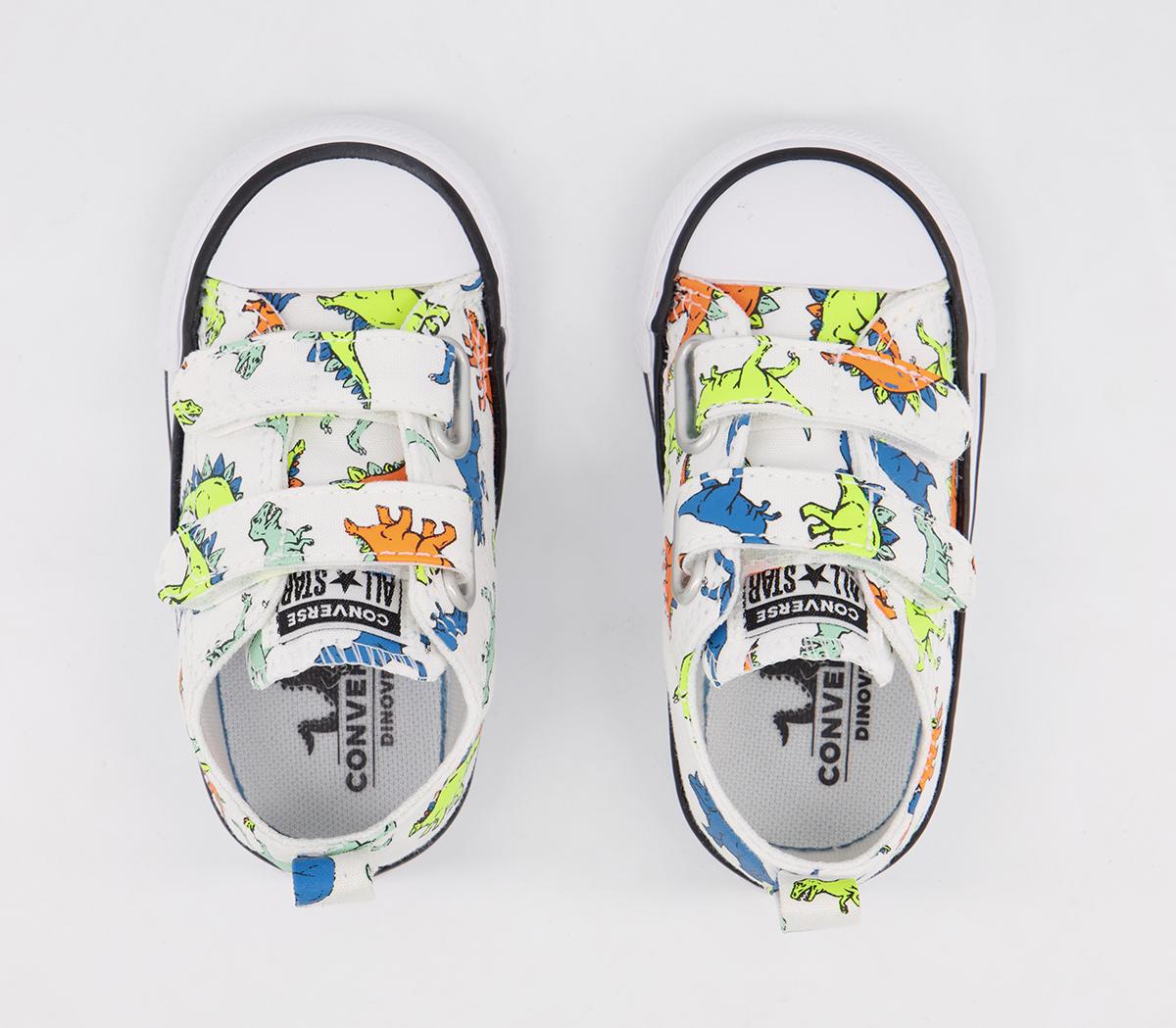 Converse All Star 2vlace Trainers Converse All Star 2vlace Trainers White Cape Blue Flash Orange Dinosaur