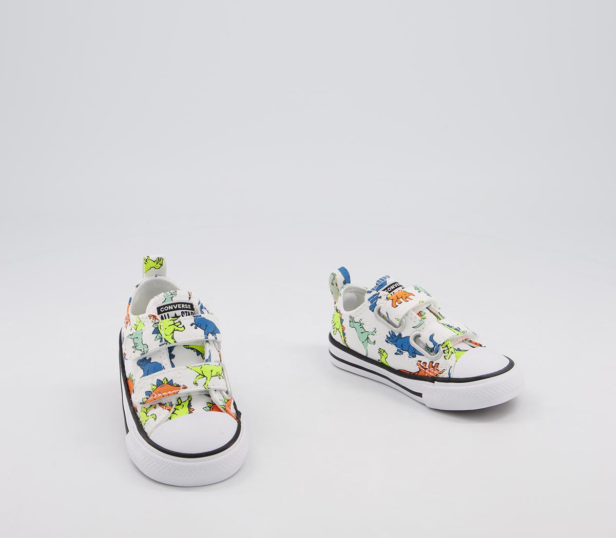 Converse All Star 2vlace Trainers Converse All Star 2vlace Trainers White Cape Blue Flash Orange Dinosaur