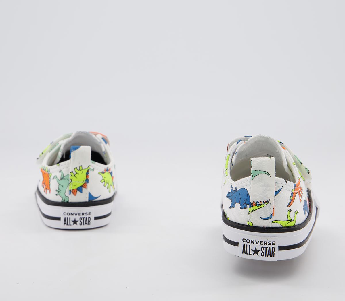 Converse All Star 2vlace Trainers Converse All Star 2vlace Trainers White Cape Blue Flash Orange Dinosaur