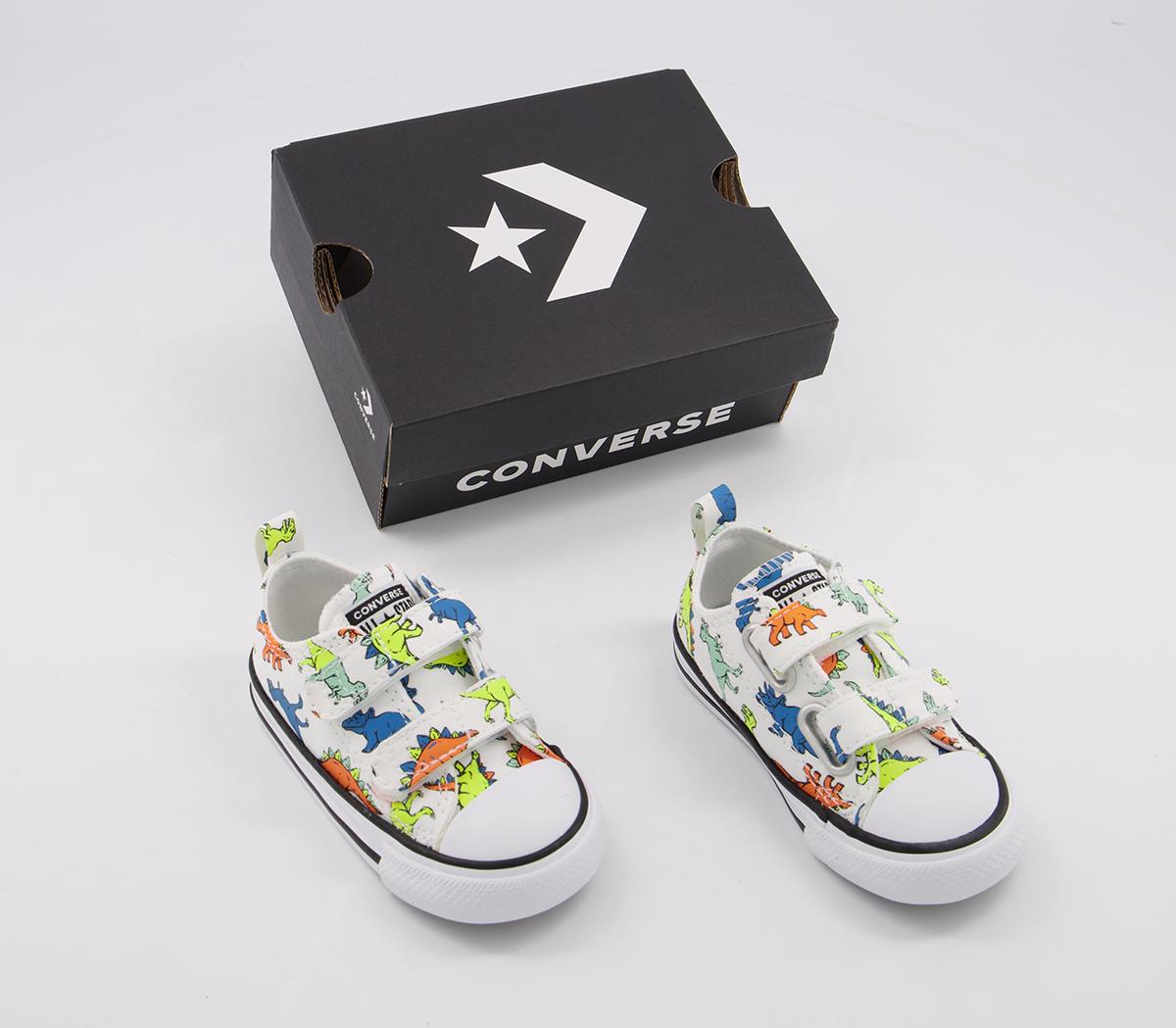 Converse All Star 2vlace Trainers Converse All Star 2vlace Trainers White Cape Blue Flash Orange Dinosaur