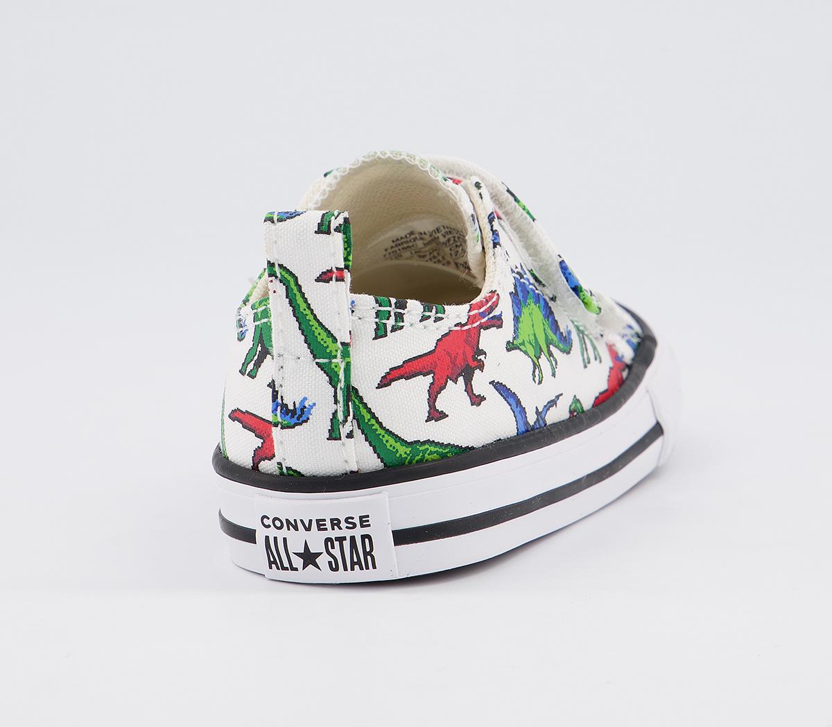 Converse All Star 2vlace Trainers Converse All Star 2vlace Trainers White Green University Red Dinosaur