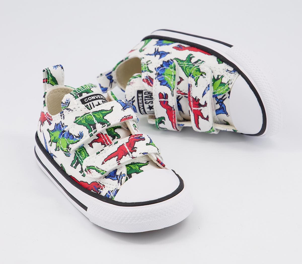 Converse All Star 2vlace Trainers Converse All Star 2vlace Trainers White Green University Red Dinosaur