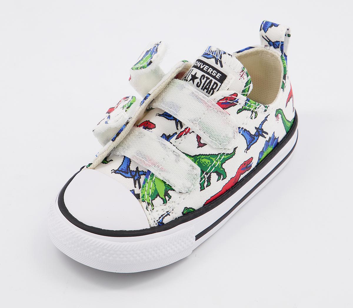 Converse All Star 2vlace Trainers Converse All Star 2vlace Trainers White Green University Red Dinosaur