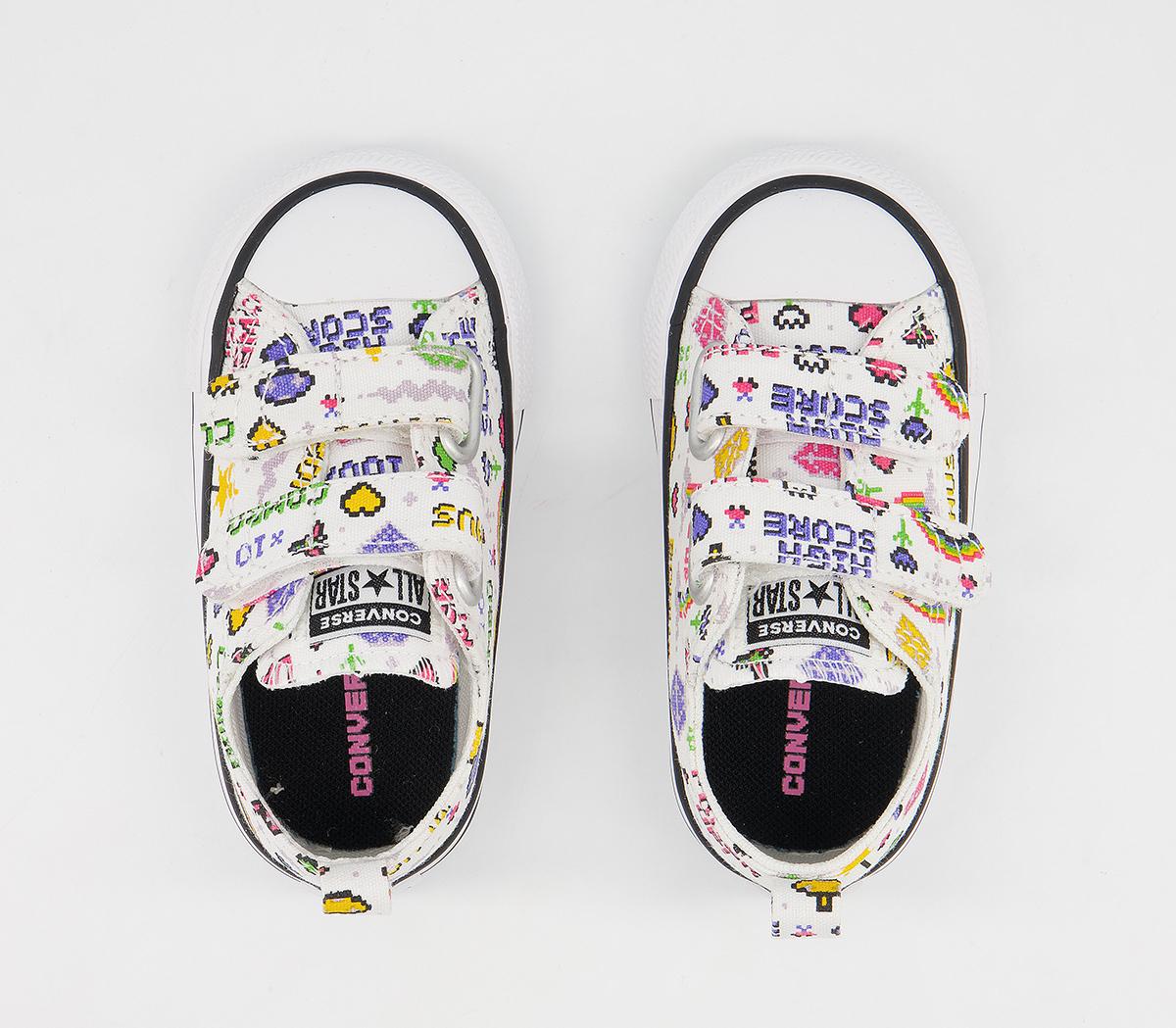Converse All Star 2vlace Trainers Converse All Star 2vlace Trainers White Black Bold Pink Gamer