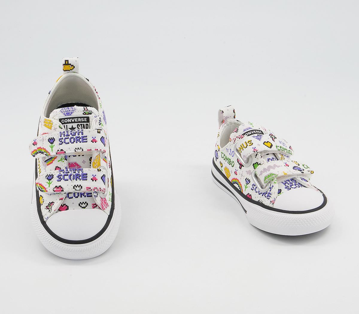 Converse All Star 2vlace Trainers Converse All Star 2vlace Trainers White Black Bold Pink Gamer