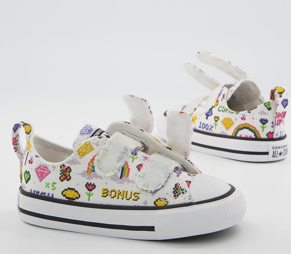 Converse All Star 2vlace Trainers Converse All Star 2vlace Trainers White Black Bold Pink Gamer