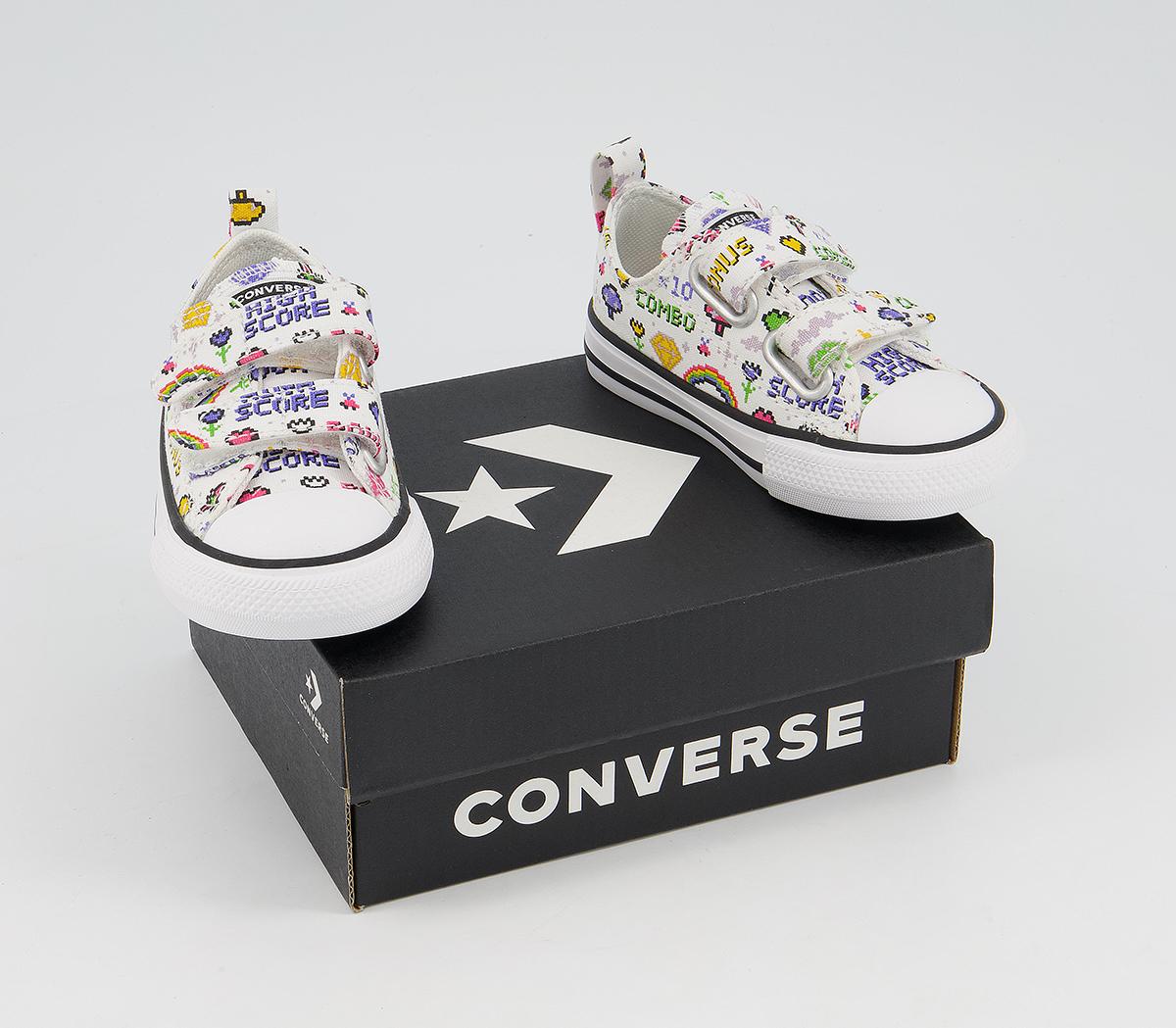 Converse All Star 2vlace Trainers Converse All Star 2vlace Trainers White Black Bold Pink Gamer