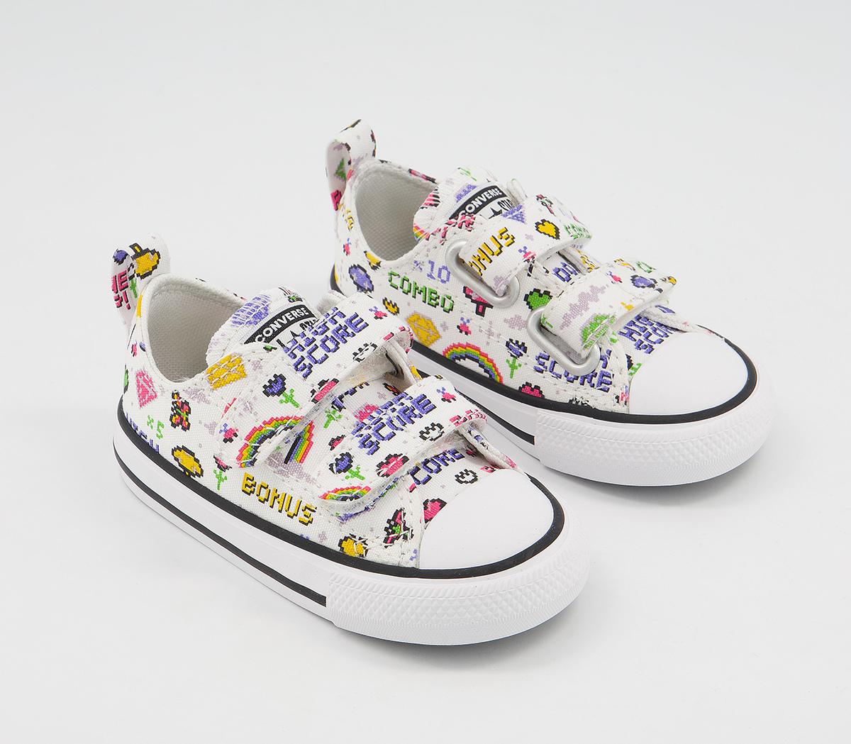 Converse All Star 2vlace Trainers Converse All Star 2vlace Trainers White Black Bold Pink Gamer