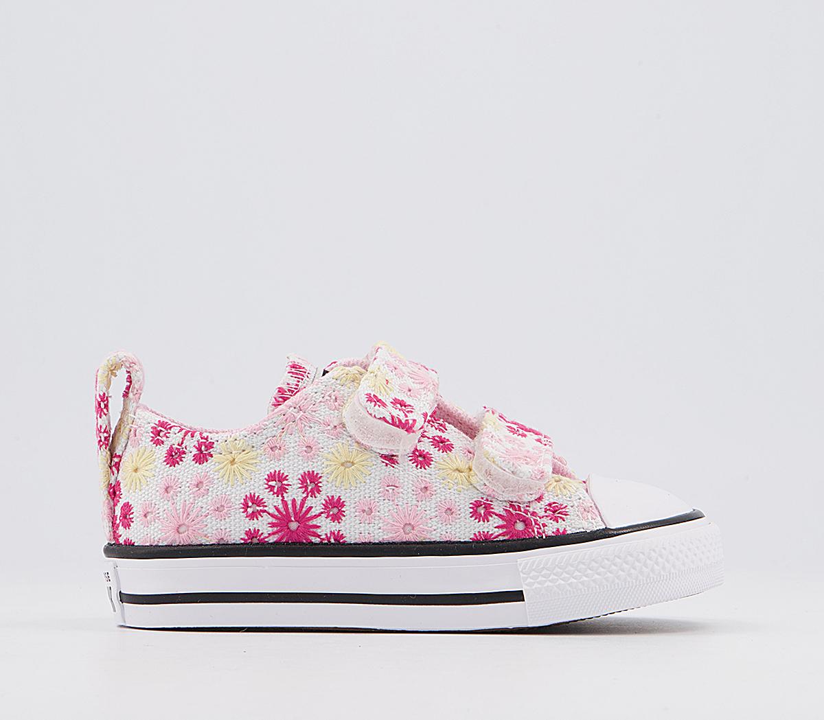 ConverseAll Star 2vlace TrainersWhite Pink Black Broderie