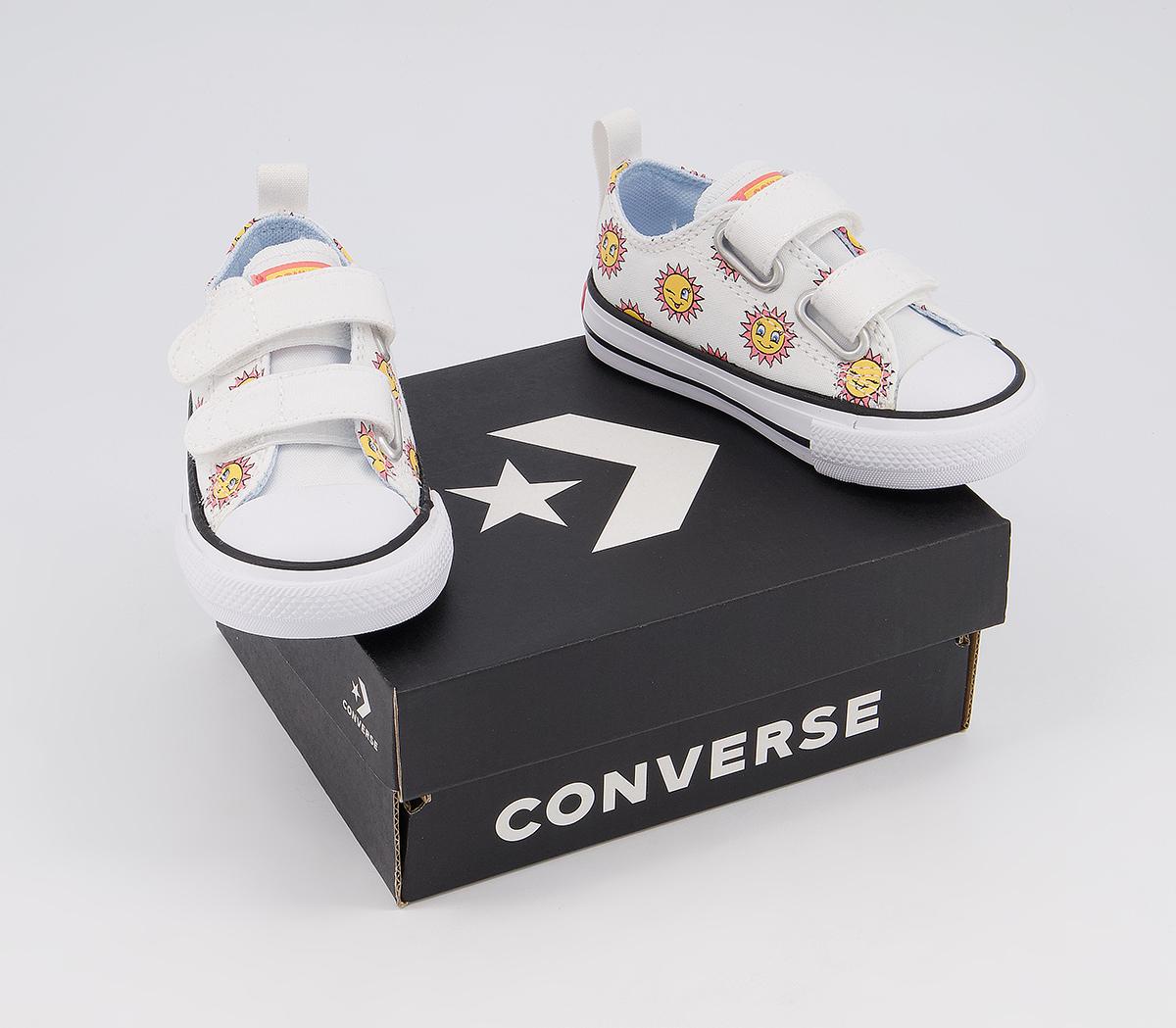 Converse All Star 2vlace Trainers Converse All Star 2vlace Trainers White Citron Pulse Chambray Blue Sun