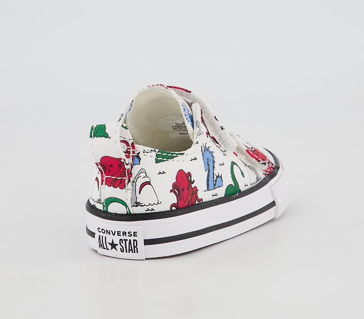 Converse All Star 2vlace Trainers Converse All Star 2vlace Trainers Under The Sea White Multi Black