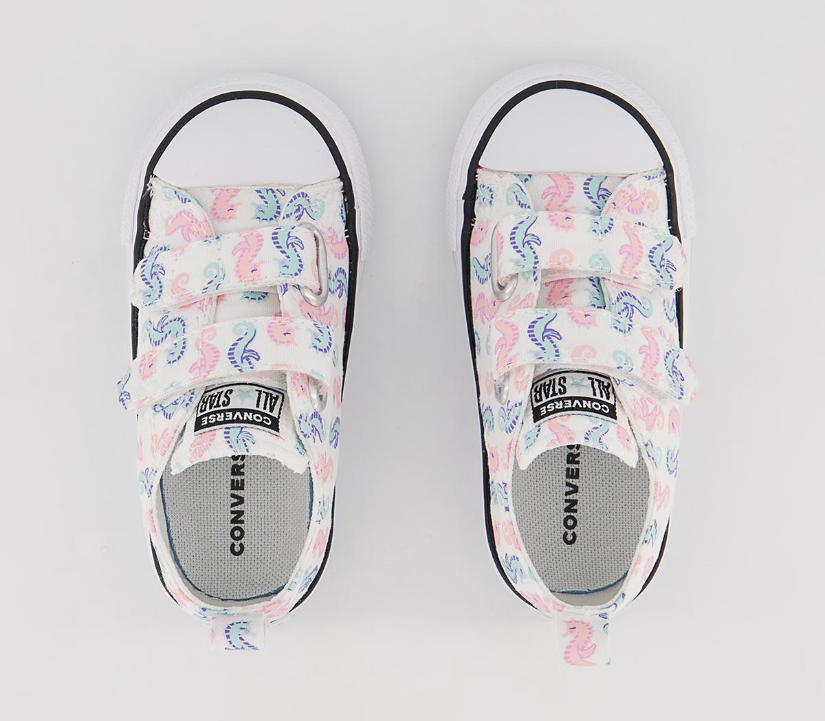Converse All Star 2vlace Trainers Converse All Star 2vlace Trainers White Storm Pink Light Dew Seahorse