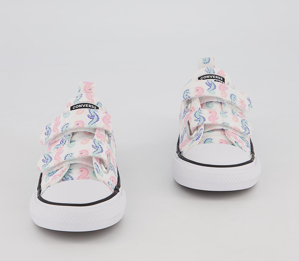 Converse All Star 2vlace Trainers Converse All Star 2vlace Trainers White Storm Pink Light Dew Seahorse