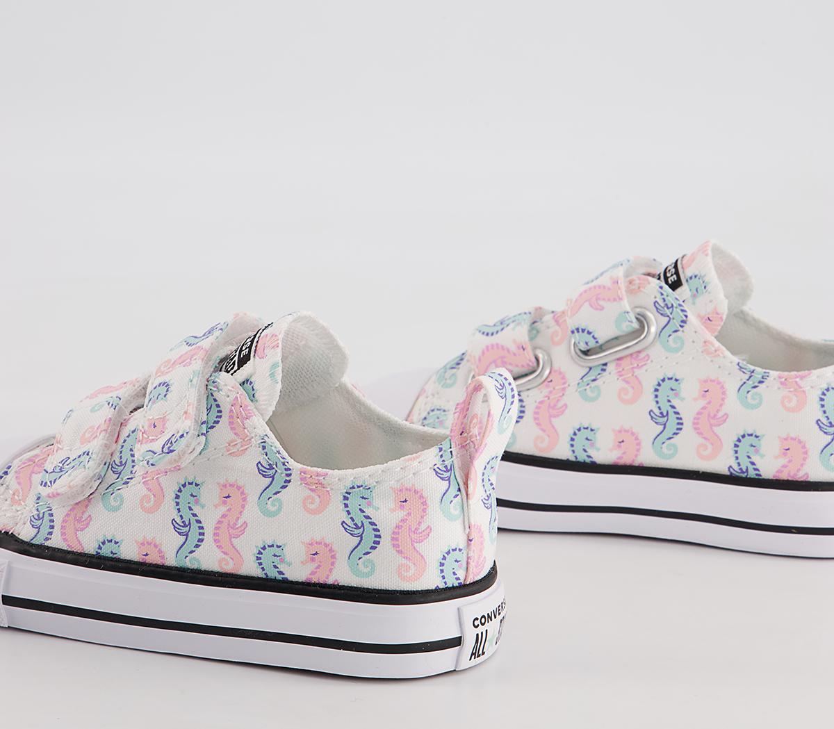 Converse All Star 2vlace Trainers Converse All Star 2vlace Trainers White Storm Pink Light Dew Seahorse