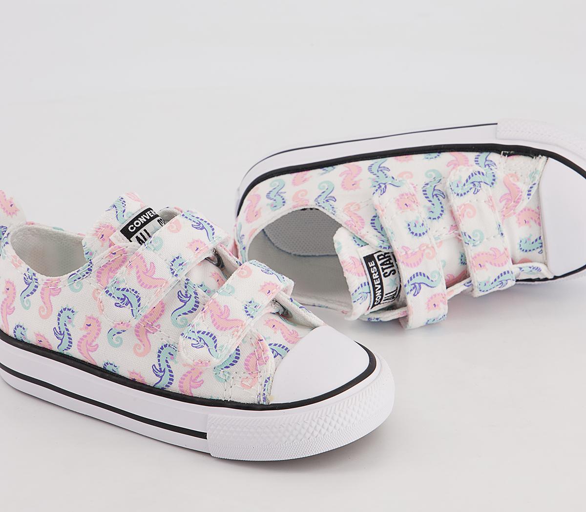 Converse All Star 2vlace Trainers Converse All Star 2vlace Trainers White Storm Pink Light Dew Seahorse