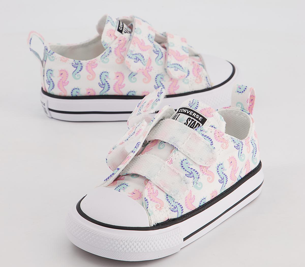Converse All Star 2vlace Trainers Converse All Star 2vlace Trainers White Storm Pink Light Dew Seahorse