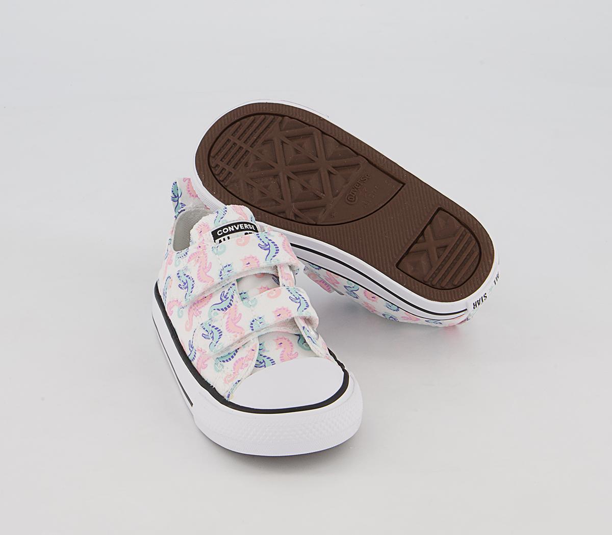 Converse All Star 2vlace Trainers Converse All Star 2vlace Trainers White Storm Pink Light Dew Seahorse