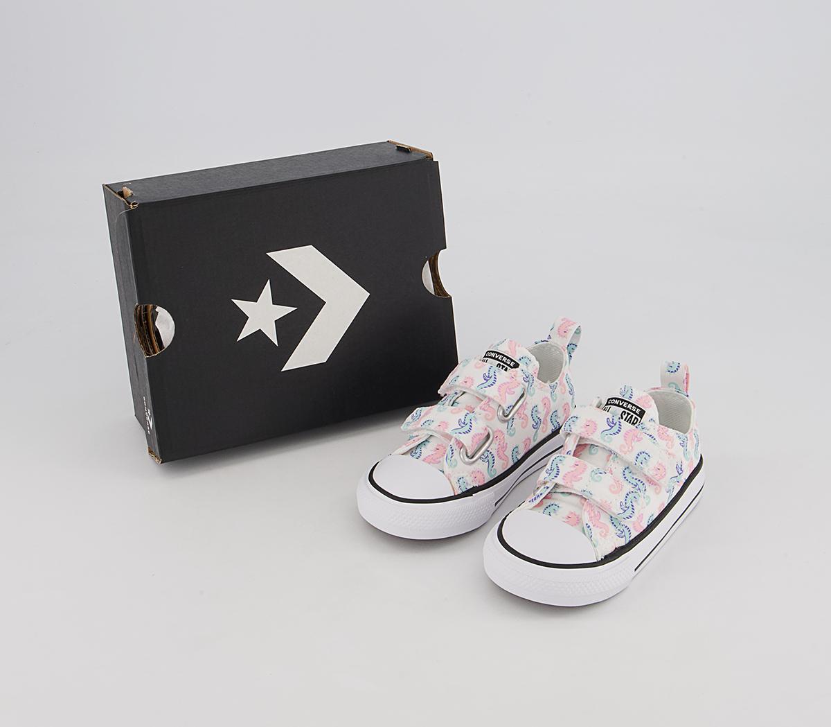 Converse All Star 2vlace Trainers Converse All Star 2vlace Trainers White Storm Pink Light Dew Seahorse