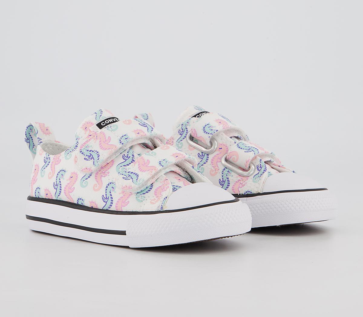 Converse All Star 2vlace Trainers Converse All Star 2vlace Trainers White Storm Pink Light Dew Seahorse