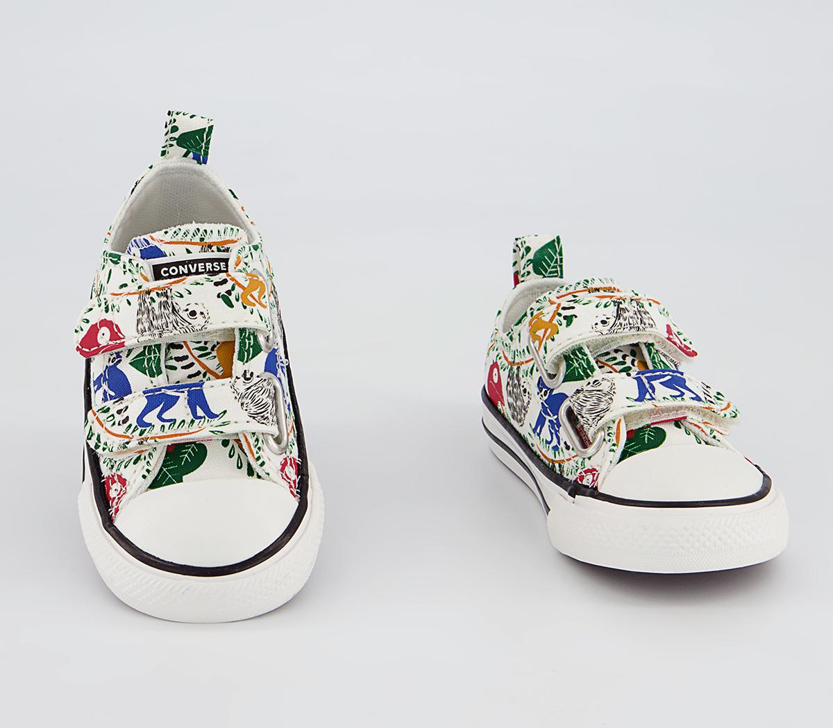 Converse All Star 2vlace Trainers Converse All Star 2vlace Trainers Vintage White Multi Animal