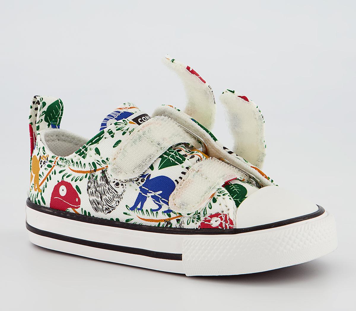 Converse All Star 2vlace Trainers Converse All Star 2vlace Trainers Vintage White Multi Animal