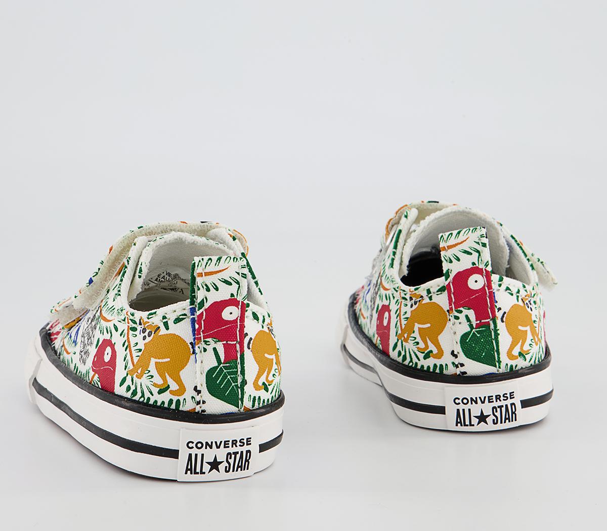Converse All Star 2vlace Trainers Converse All Star 2vlace Trainers Vintage White Multi Animal
