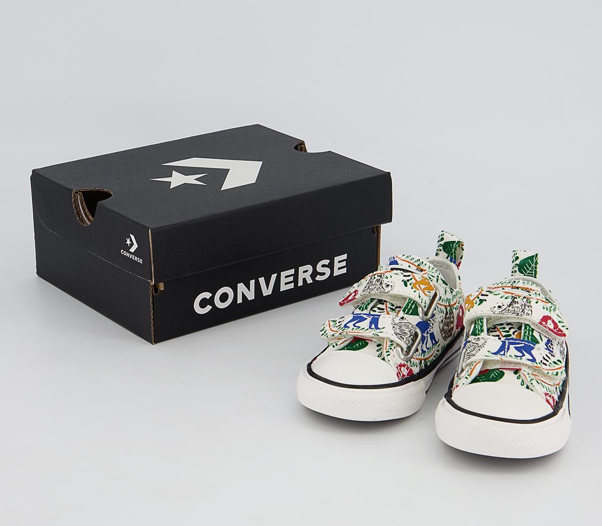 Converse All Star 2vlace Trainers Converse All Star 2vlace Trainers Vintage White Multi Animal