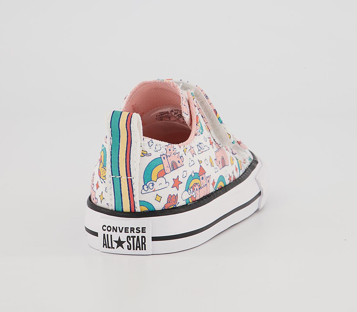 Converse All Star 2vlace Trainers Converse All Star 2vlace Trainers White Pink Teal Rainbow Castles