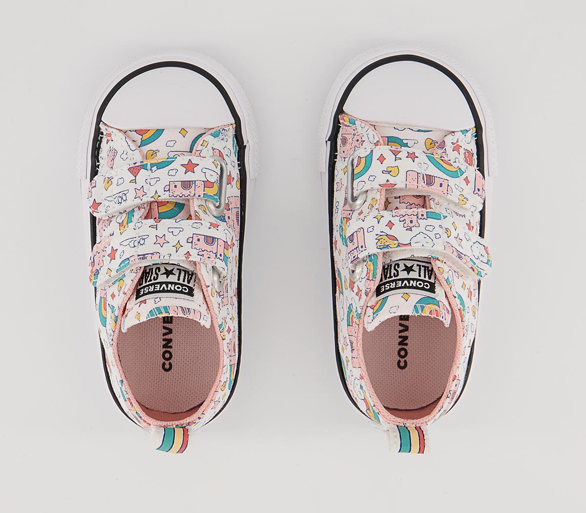 Converse All Star 2vlace Trainers Converse All Star 2vlace Trainers White Pink Teal Rainbow Castles