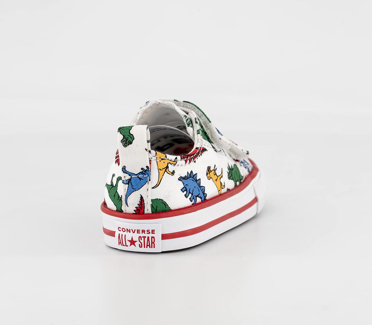 ConverseAll Star 2vlace Trainers White Enamel Red Totally Blue Dino