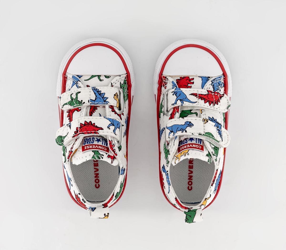 ConverseAll Star 2vlace Trainers White Enamel Red Totally Blue Dino