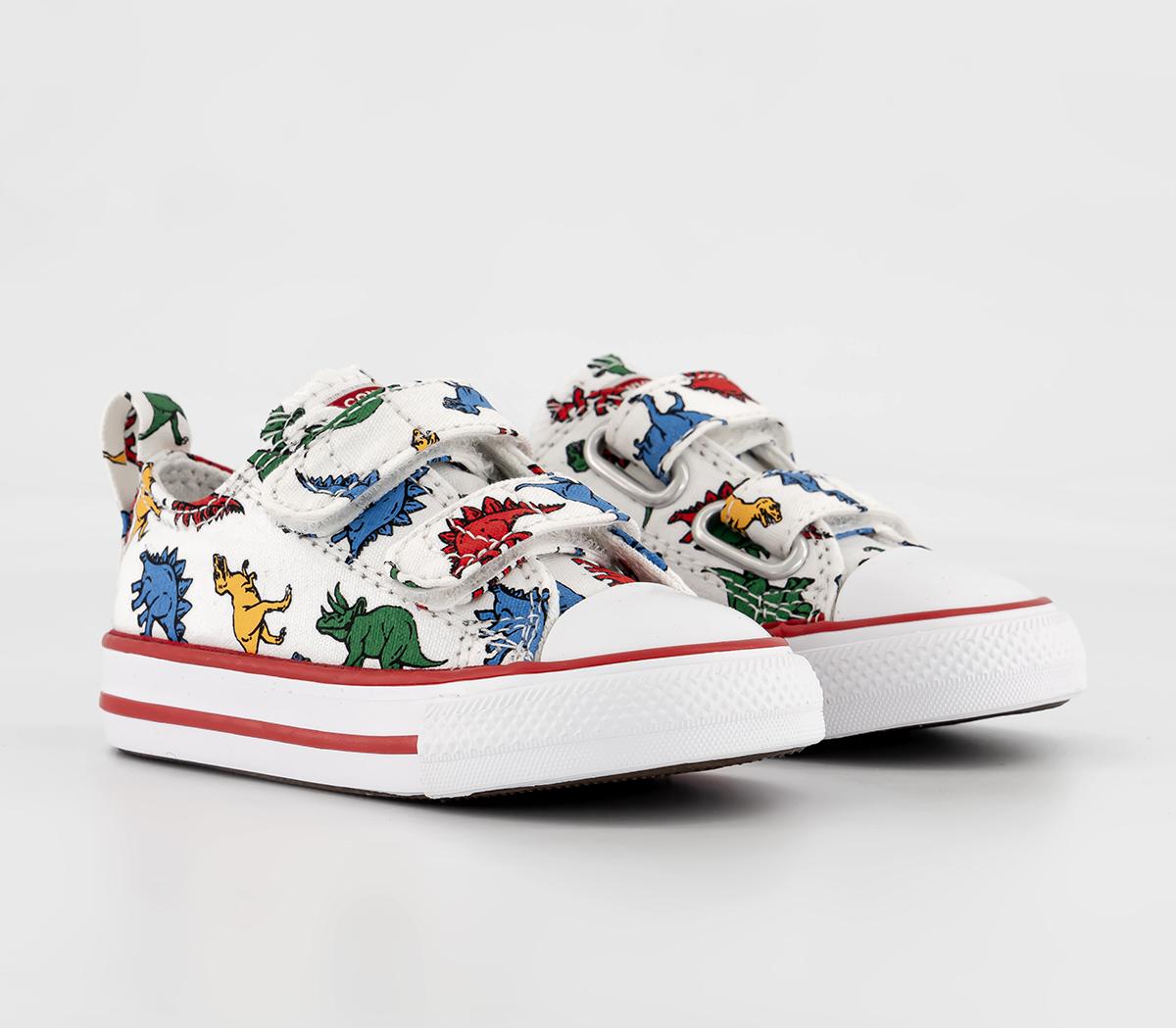 ConverseAll Star 2vlace Trainers White Enamel Red Totally Blue Dino