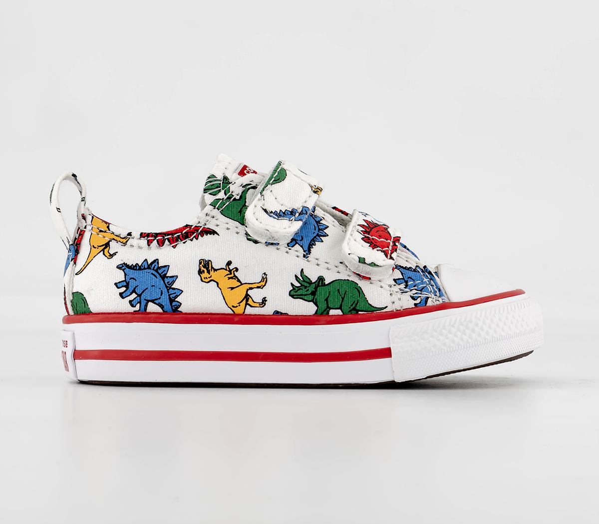 ConverseAll Star 2vlace Trainers White Enamel Red Totally Blue Dino
