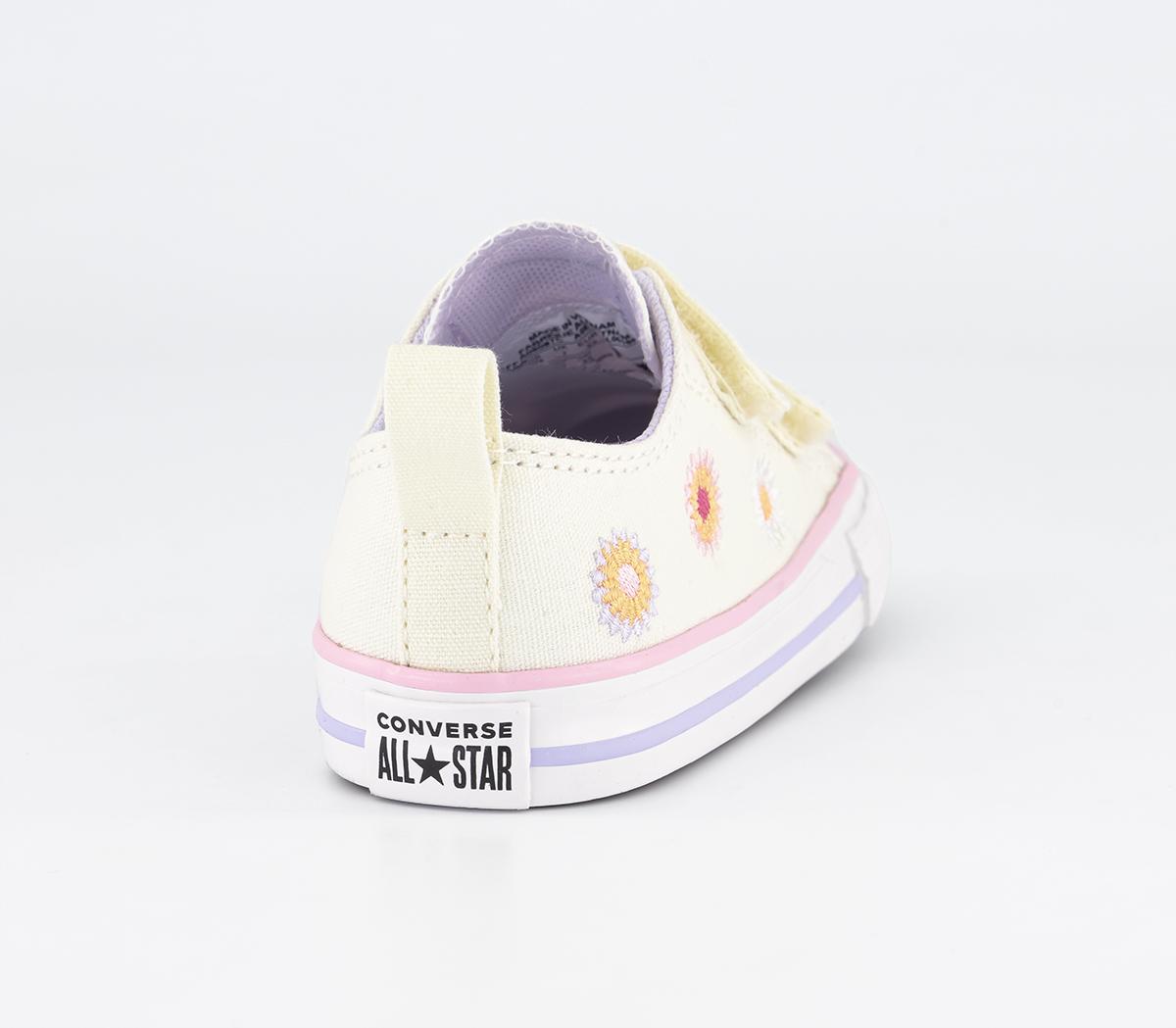 ConverseAll Star 2vlace Infant Trainers Egret Vintage White Sunrise Pink