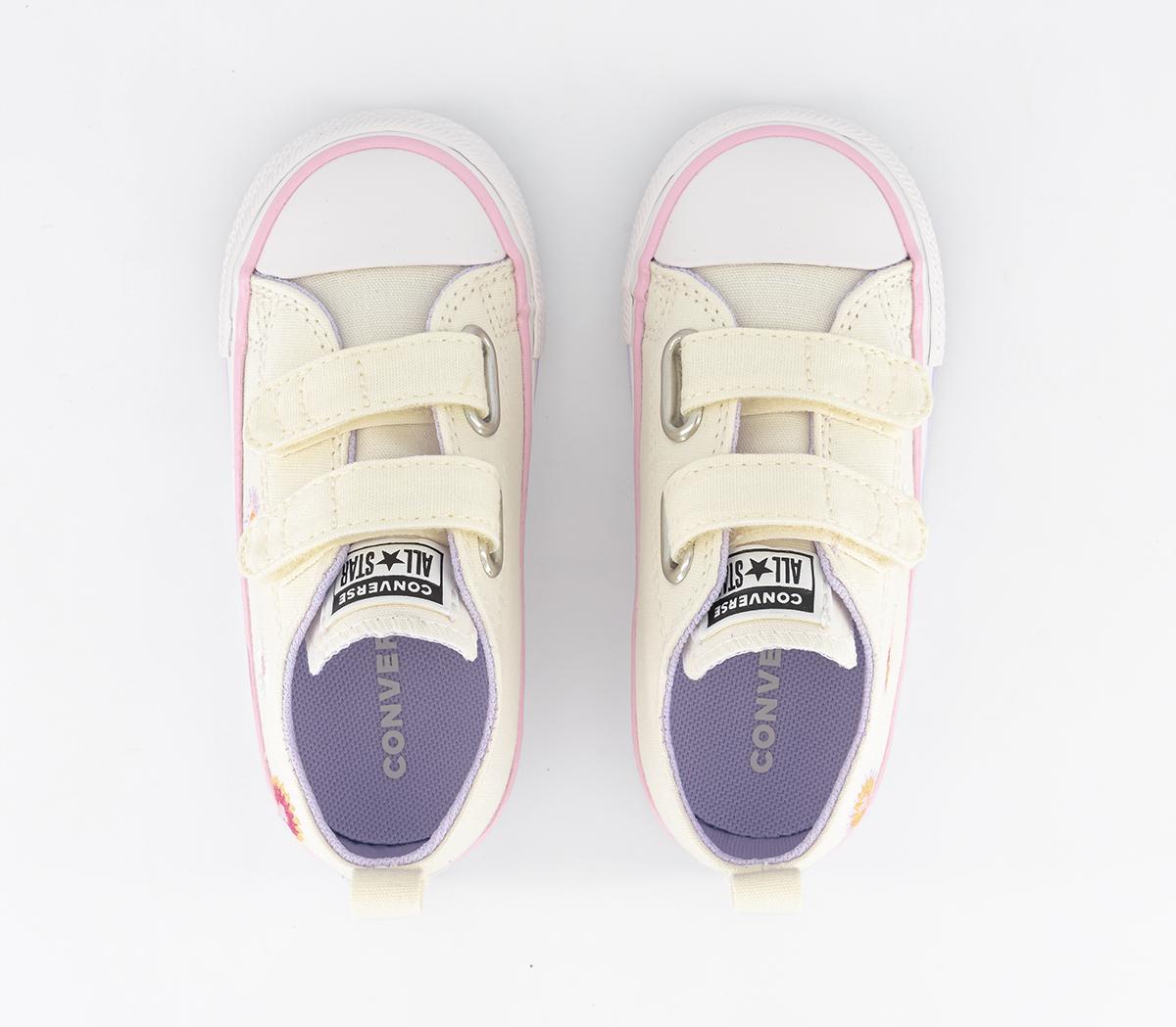 ConverseAll Star 2vlace Infant Trainers Egret Vintage White Sunrise Pink