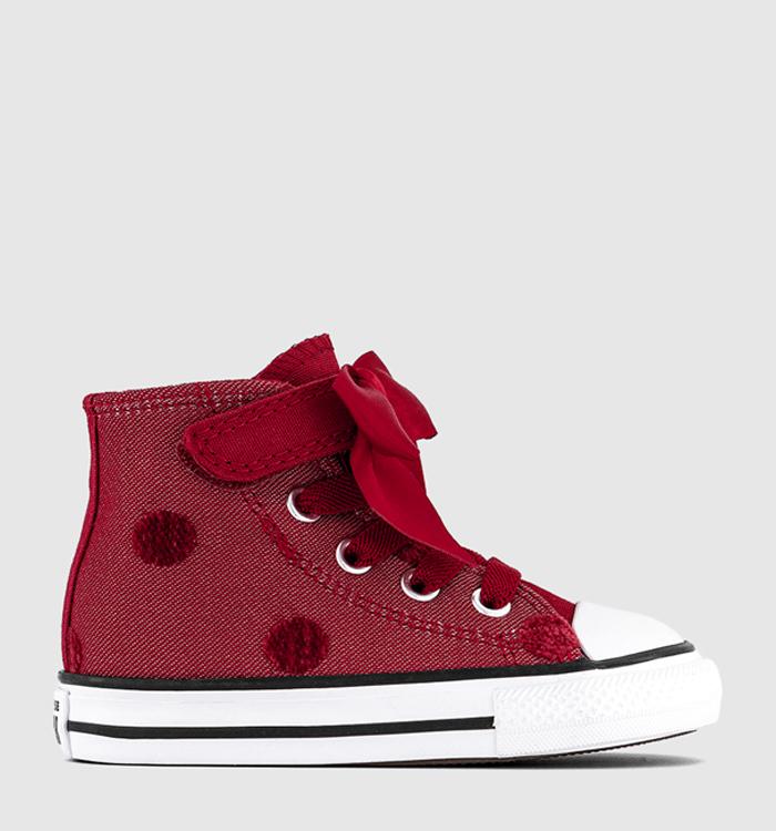 Converse All Star 2vlace Infant Trainers Red Bow White