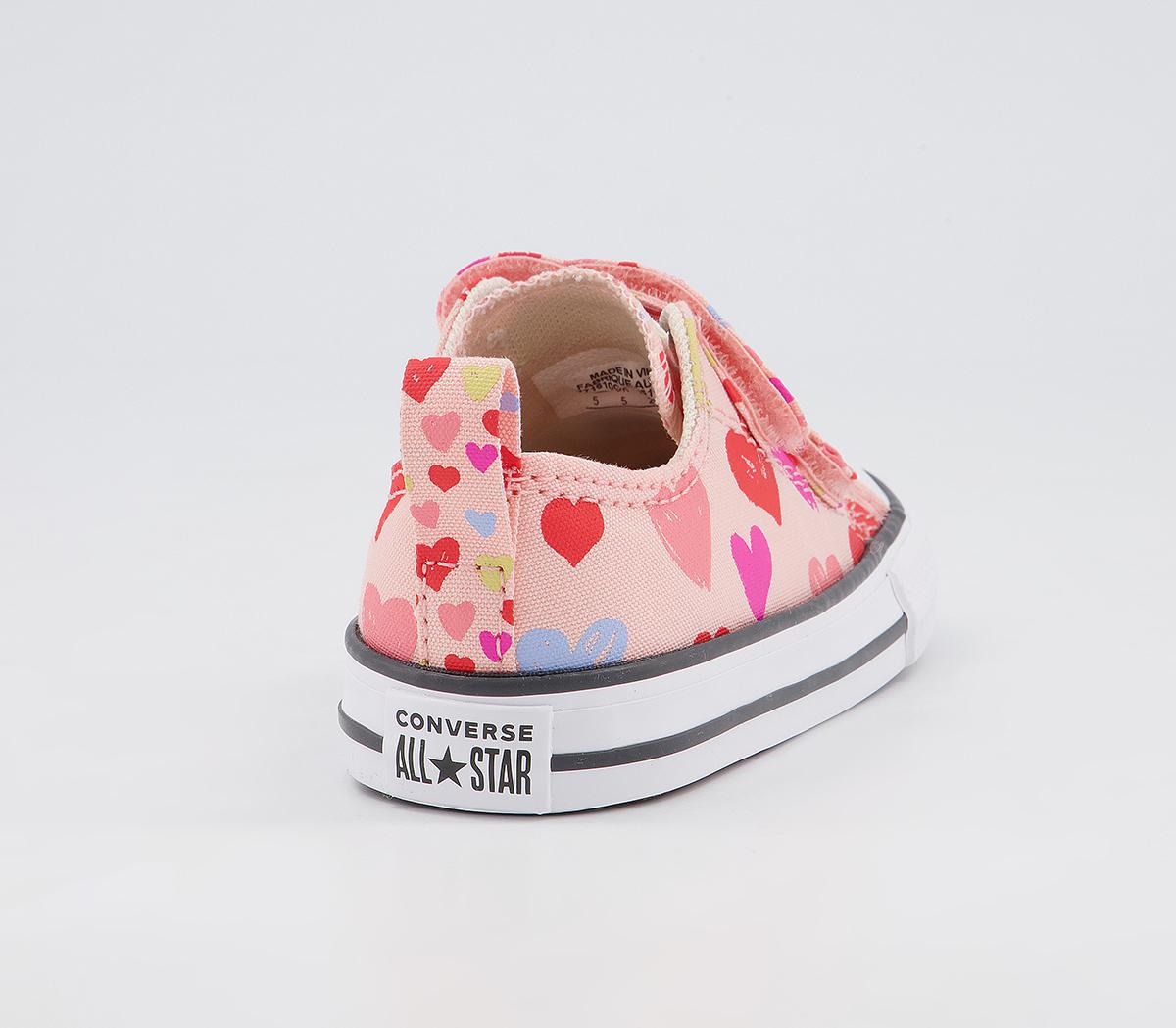 Converse All Star 2vlace Trainers Converse All Star 2vlace Trainers Storm Pink Natural Ivory White Hearts