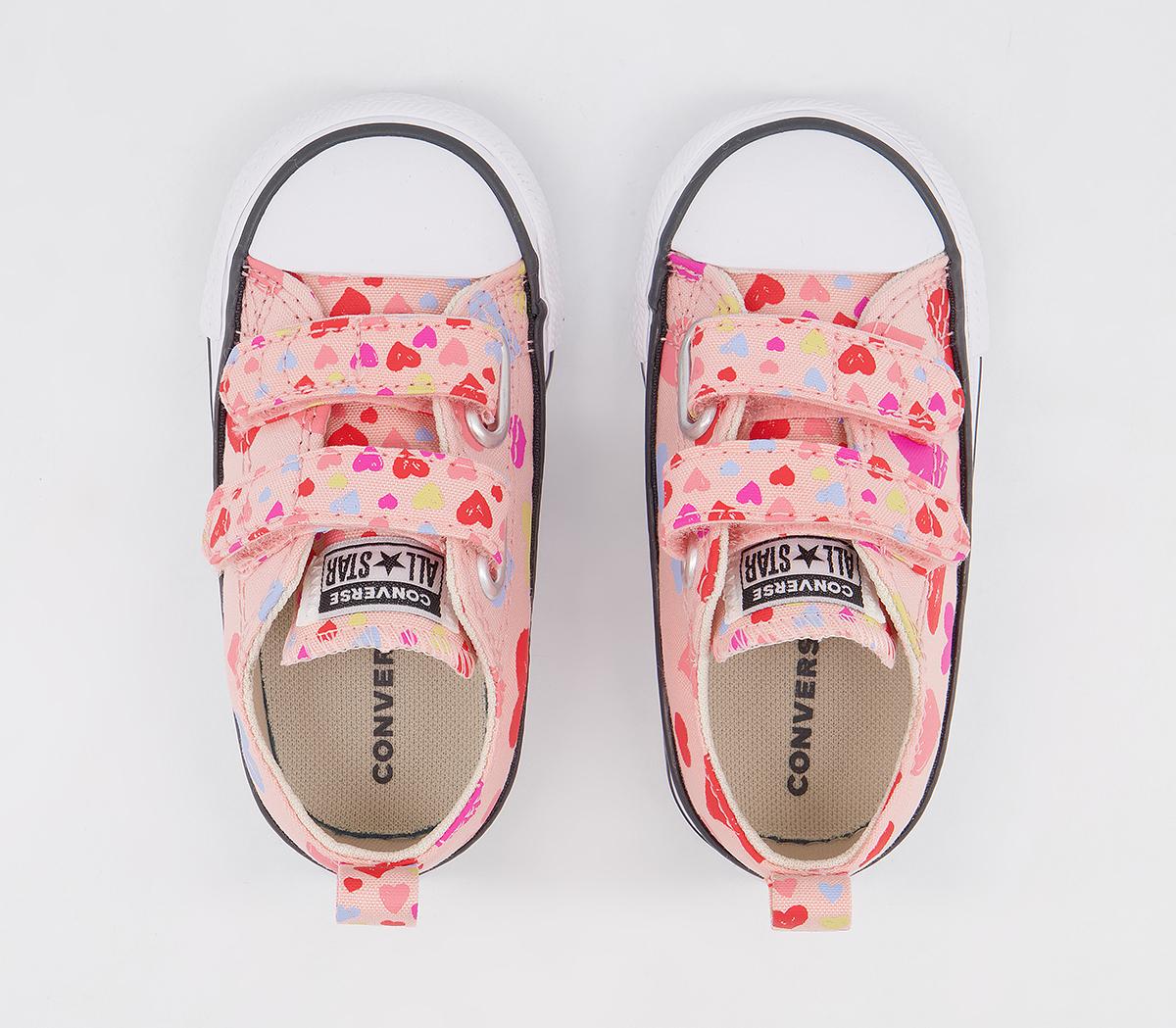 Converse All Star 2vlace Trainers Converse All Star 2vlace Trainers Storm Pink Natural Ivory White Hearts