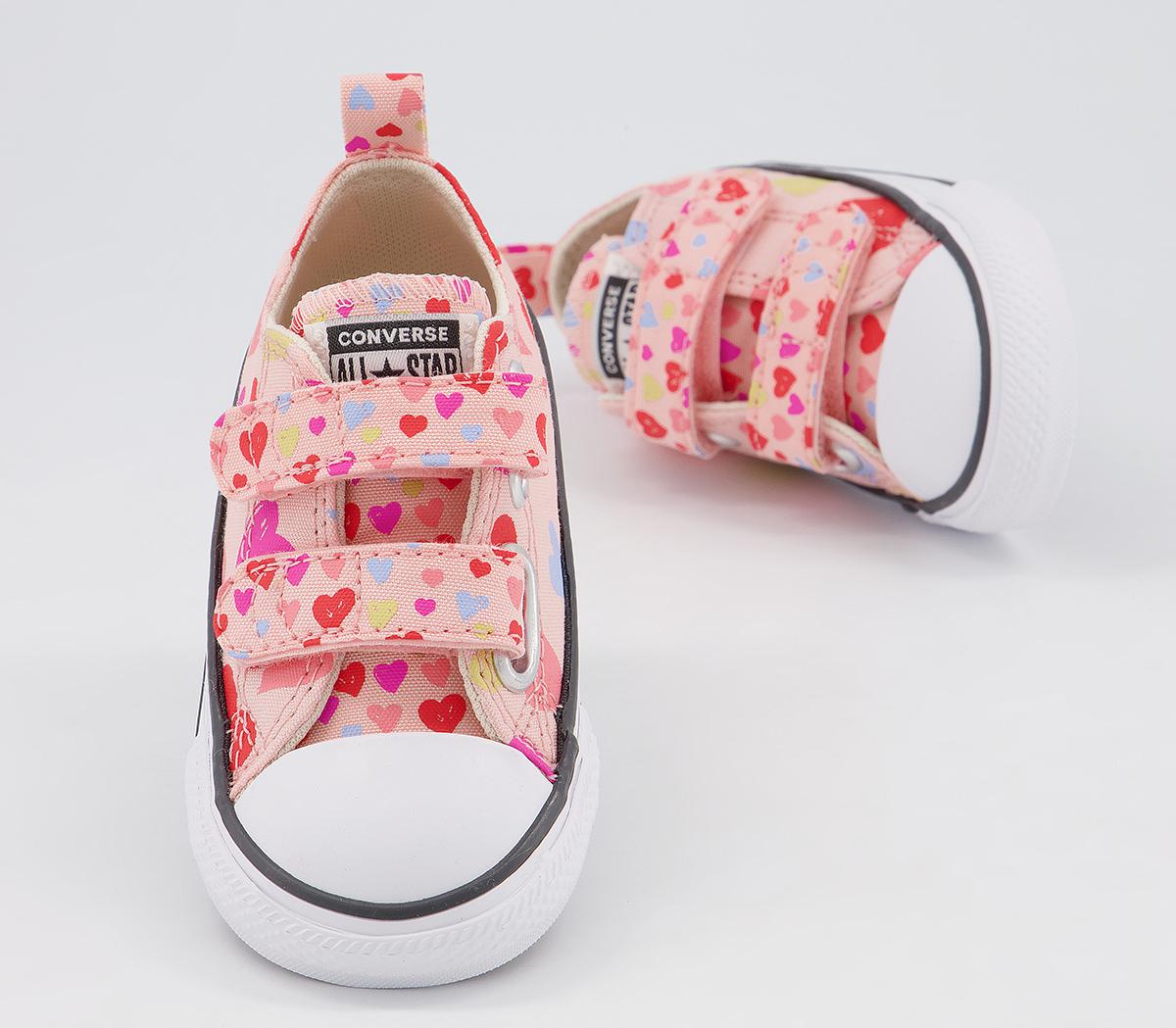 Converse All Star 2vlace Trainers Converse All Star 2vlace Trainers Storm Pink Natural Ivory White Hearts